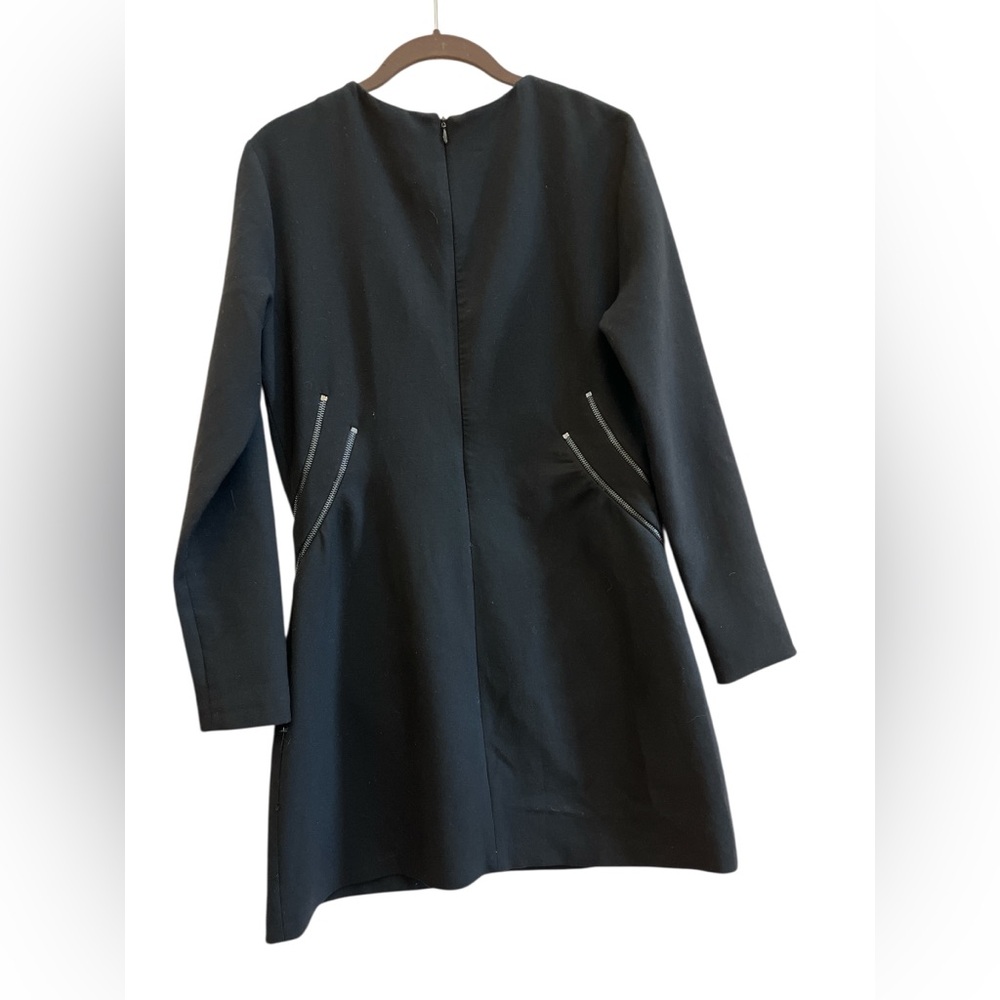 ZARA Woman Black Long Sleeve Zip Pocket Bodycon Dress Stretch Size L - Picture 3 of 4
